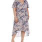 Vestido envelope falso com estampa floral e mangas esvoaçantes R &amp; M Richards feminino, marrom, tamanho 20W