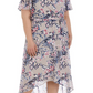 Vestido envelope falso com estampa floral e mangas esvoaçantes R &amp; M Richards feminino, marrom, tamanho 20W