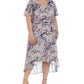 Vestido envelope falso com estampa floral e mangas esvoaçantes R &amp; M Richards feminino, marrom, tamanho 20W