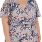 Vestido envelope falso com estampa floral e mangas esvoaçantes R &amp; M Richards feminino, marrom, tamanho 20W