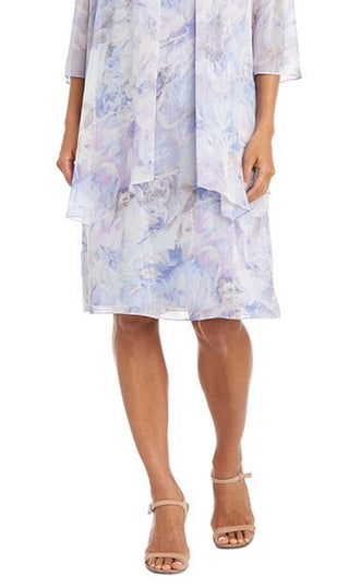 Vestido feminino com estampa floral R&amp;M Richards, roxo, tamanho 16