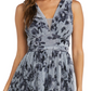 Vestido feminino Nightway com decote em V e estampa floral, preto, tamanho 4, pequeno