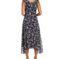 Vestido estampado sem mangas feminino R &amp; M Richards azul tamanho 10 pequeno