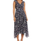 Vestido estampado sem mangas feminino R &amp; M Richards azul tamanho 10 pequeno