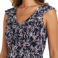 Vestido feminino com babados e decote em V, azul, tamanho 8, da R&amp;M Richards