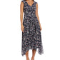 Vestido feminino com babados e decote em V, azul, tamanho 8, da R&amp;M Richards