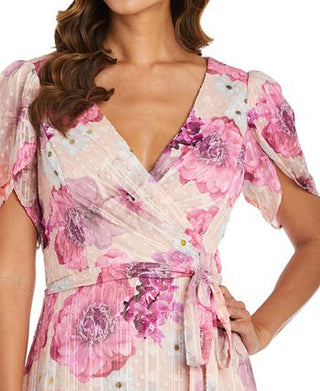 Vestido feminino Nightway com babados, alto e baixo, rosa, tamanho 4