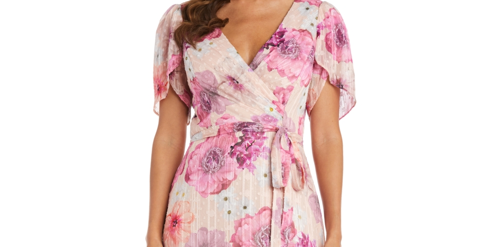 Vestido feminino Nightway com babados, alto e baixo, rosa, tamanho 4