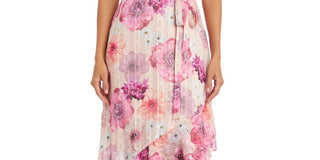 Vestido feminino Nightway com babados, alto e baixo, rosa, tamanho 4