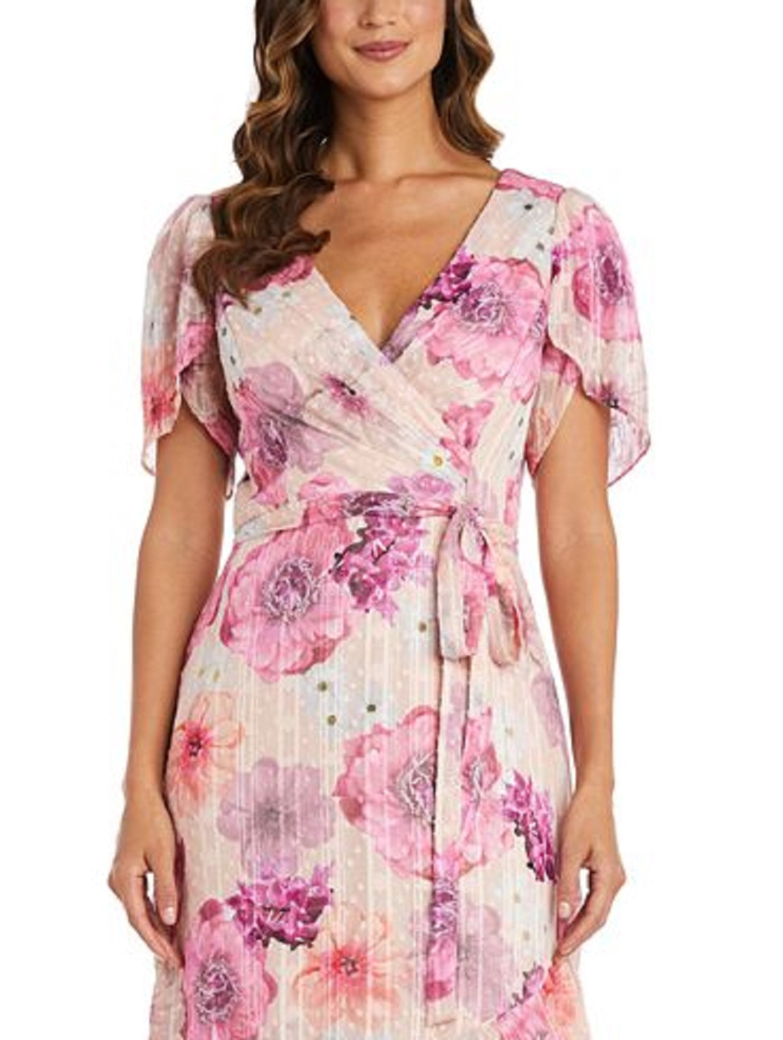 Vestido feminino Nightway com babados, alto e baixo, rosa, tamanho 14