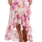 Vestido feminino Nightway com babados, alto e baixo, rosa, tamanho 14