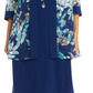 R &amp; M Richards Jaqueta e vestido estampados femininos, azul, tamanho 18W