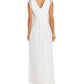 Vestido metálico feminino R &amp; M Richards Surplice, branco, tamanho 16W