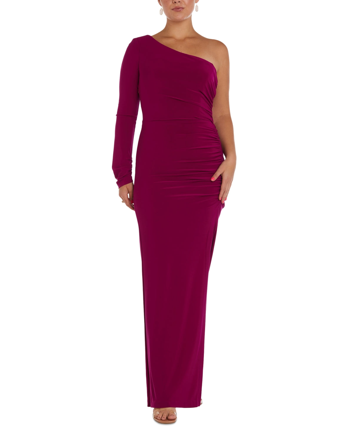 Vestido justo feminino Nightway, ombro único, rosa, tamanho 10