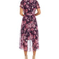 Vestido envelope falso com mangas esvoaçantes R &amp; M Richards feminino, roxo, tamanho 16W