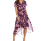 Vestido envelope falso com mangas esvoaçantes R &amp; M Richards feminino, roxo, tamanho 16W