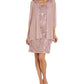Vestido e jaqueta femininos R &amp; M Richards com decote redondo e lantejoulas, marrom, tamanho 14