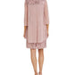 Vestido e jaqueta femininos R &amp; M Richards com decote redondo e lantejoulas, marrom, tamanho 14