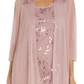 Vestido e jaqueta femininos R &amp; M Richards com decote redondo e lantejoulas, marrom, tamanho 14