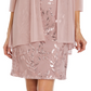 Vestido e jaqueta femininos R &amp; M Richards com decote redondo e lantejoulas, marrom, tamanho 14