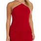 Vestido de festa feminino Nightway com babados e decote halter, vermelho, tamanho 12