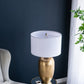 D18x31" Round Aluminum Sheet Gold Table Lamp with White Fabric Shade