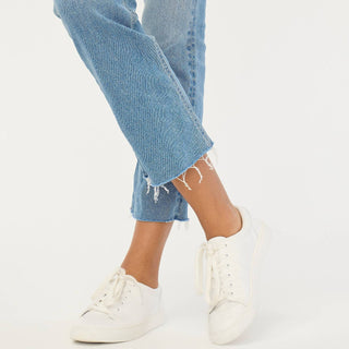 J.Crew - Calça jeans flare cropped de cintura alta com elasticidade para o dia todo