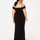 Vestido curto feminino City Studios com fenda e ombros de fora, preto, tamanho 20W