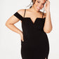 Vestido curto feminino City Studios com fenda e ombros de fora, preto, tamanho 20W