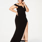 Vestido curto feminino City Studios com fenda e ombros de fora, preto, tamanho 20W