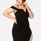Vestido curto feminino City Studios com fenda e ombros de fora, preto, tamanho 22W
