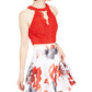 Vestido infantil City Studios com 2 peças, renda e estampa floral, vermelho, tamanho 1