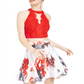 Vestido infantil City Studios com 2 peças, renda e estampa floral, vermelho, tamanho 1