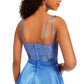 Vestido de festa curto com alças finas e decote em V, azul, tamanho 5, da City Studios