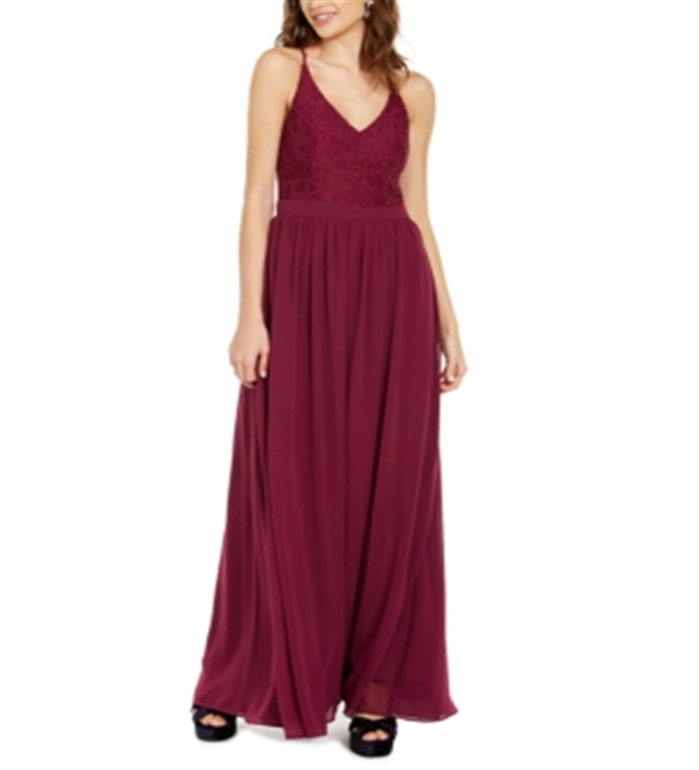 Vestido de festa infantil City Studios em renda e chiffon vermelho, tamanho 7