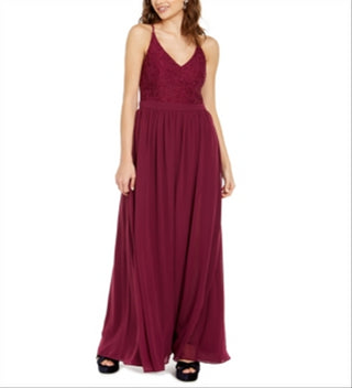 Vestido de festa infantil City Studios em renda e chiffon vermelho, tamanho 7