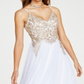 Vestido formal feminino Say Yes To The Prom, com alças finas transparentes, decote coração, comprimento total, branco, tamanho 13