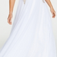 Vestido formal feminino Say Yes To The Prom, com alças finas transparentes, decote coração, comprimento total, branco, tamanho 13