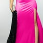 Vestido longo de festa feminino City Studio com alças finas e decote em V, tamanho 1, rosa