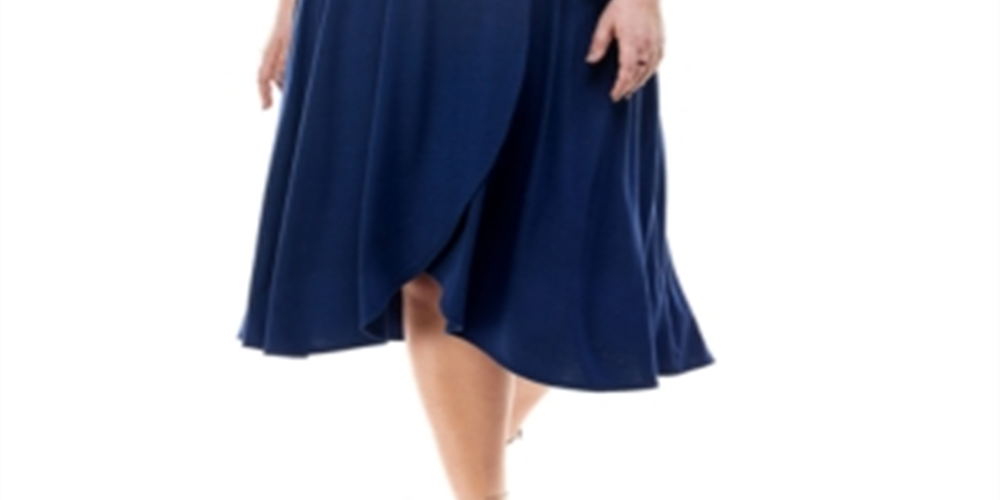 Vestido Kingston Grey Feminino com Ombros Descobertos e Joelho, Azul, Tamanho 1X