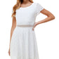 Vestido City Studios Junior de manga curta com ilhós e ajuste evasê, branco, tamanho 1