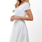 Vestido City Studios Junior de manga curta com ilhós e ajuste evasê, branco, tamanho 1