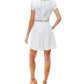 Vestido City Studios Junior de manga curta com ilhós e ajuste evasê, branco, tamanho 1