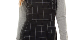 Vestido justo Kingston Junior's com gola alta e manga comprida, preto, tamanho G