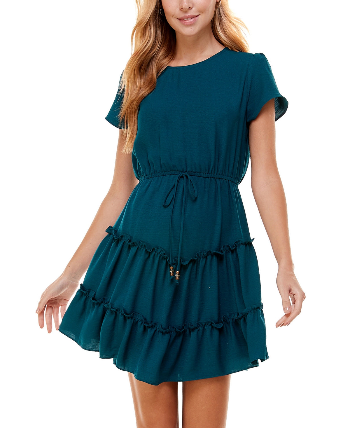 Vestido infantil City Studios com babados e ajuste evasê, verde, tamanho extragrande