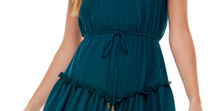 Vestido infantil City Studios com babados e ajuste evasê, verde, tamanho extragrande