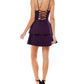 Vestido curto feminino City Studios com zíper elástico, renda nas costas, glitter, alças finas, decote em V, ajuste evasê, roxo, tamanho 15