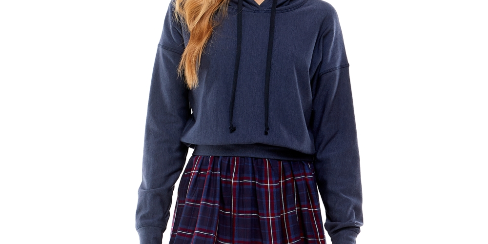 Vestido suéter Kingston Grey Junior com aparência em camadas, azul, tamanho grande