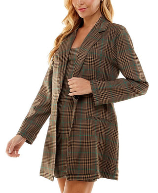 Vestido estampado infantil City Studios com blazer marrom tamanho 5