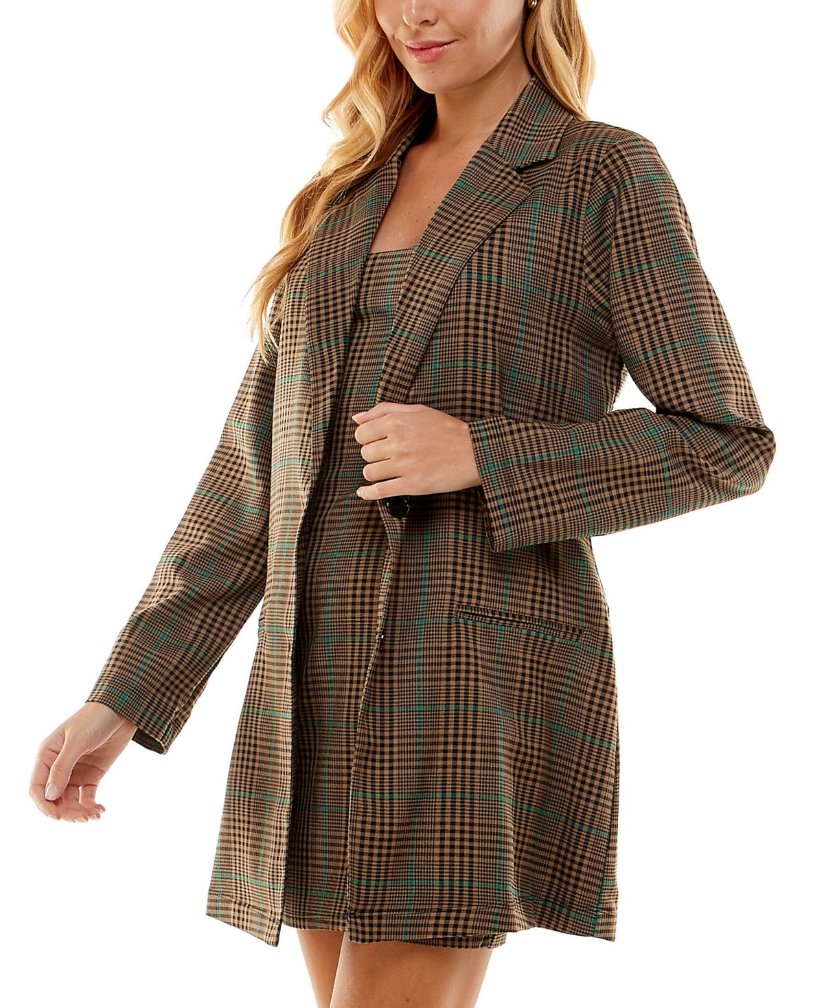 Vestido estampado infantil City Studios com blazer marrom tamanho 5